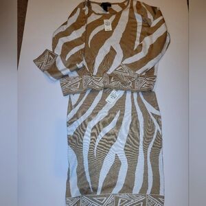 NWT Two-piece Beige Zebra Print crop top and skirt set